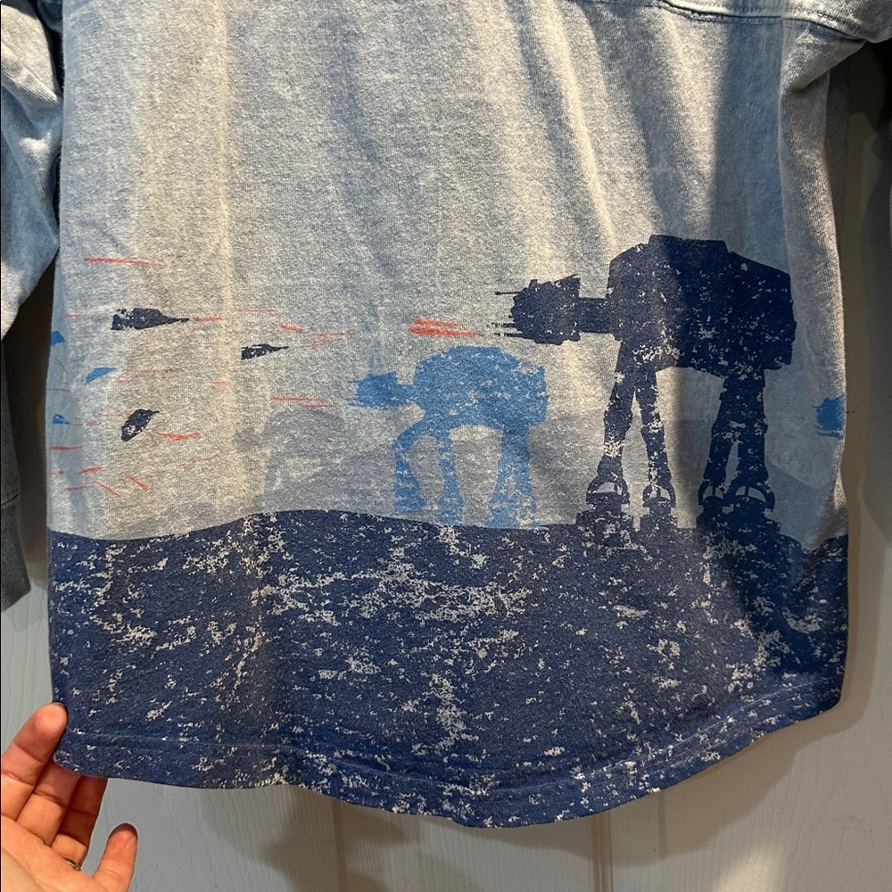 Disney Parks Star Wars Hoth Blue Acid Wash Spirit Jersey Tee Shirt XS - Picture 3 of 8